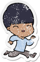 beunruhigter Aufkleber eines fröhlichen Cartoon-Jungen png
