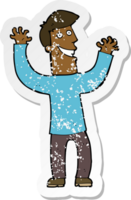 retro noodlijdende sticker van een cartoon opgewonden man png