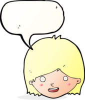 cartoon happy female face with speech bubble png