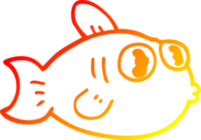 warm gradient line drawing cartoon fish png