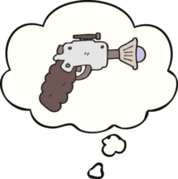 dessin animé ray gun et bulle de pensée png