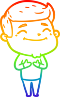 Regenbogen-Gradientenlinie zeichnet glücklichen Cartoon-Mann png