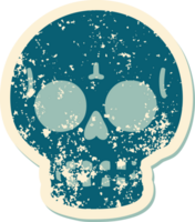 distressed sticker tattoo style icon of a skull png