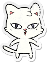 distressed sticker of a cartoon cat png