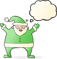 cartoon santa claus with thought bubble png