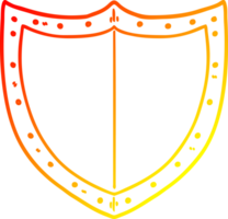 escudo de desenho animado de desenho de linha gradiente quente png