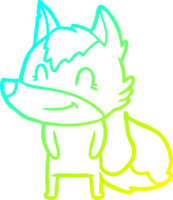 línea de gradiente frío dibujo amigable lobo de dibujos animados png