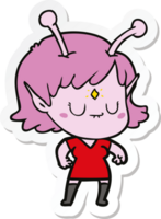 sticker of a cartoon alien girl png