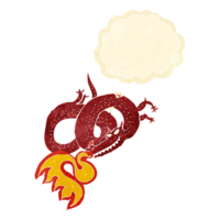 cartoon dragon breathing fire with thought bubble png