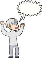 cartoon security man panicking with speech bubble png