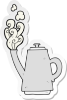 sticker of a cartoon steaming coffee kettle png