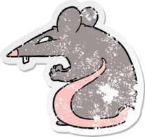 distressed sticker of a sly cartoon rat png