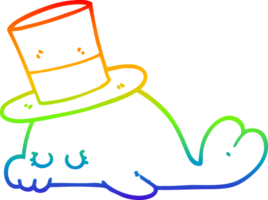 línea de gradiente de arco iris dibujo delfín de dibujos animados lindo png