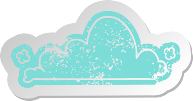 distressed old sticker of a white cloud png