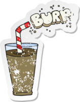 retro distressed sticker of a cartoon fizzy drink in glass png