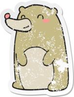 vinheta angustiada de um urso de desenho animado fofo png