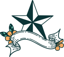 tattoo with banner of a star png