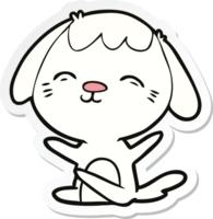 sticker of a happy cartoon sitting dog png