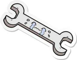 sticker of a cartoon crying spanner png