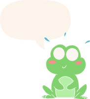 cute cartoon frog and speech bubble in retro style png