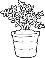 black and white cartoon plant png