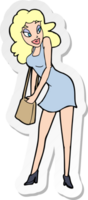 sticker of a cartoon woman looking in handbag png