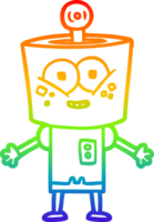 rainbow gradient line drawing happy cartoon robot png