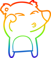 rainbow gradient line drawing cartoon tired bear rubbing eyes png