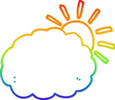 rainbow gradient line drawing cartoon sun and cloud symbol png