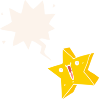 estrela feliz dos desenhos animados e bolha do discurso em estilo retro png