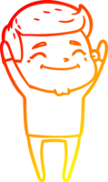 warm gradient line drawing happy cartoon man png