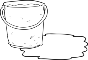 black and white cartoon bucket of water png