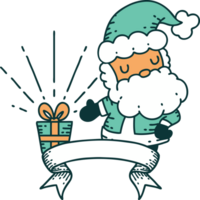 banner with tattoo style santa claus christmas character png