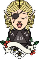 elf rogue character with natural twenty dice roll illustration png