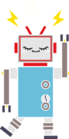 flat color retro cartoon dancing robot png