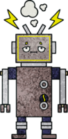 robot de mal funcionamiento de dibujos animados de textura grunge retro png