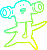 línea de gradiente frío dibujo amigable extraterrestre de dibujos animados png