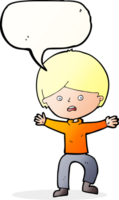 tekenfilm jongen in paniek raken met toespraak bubbel png