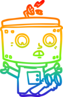 rainbow gradient line drawing cartoon robot png