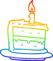 rainbow gradient line drawing cartoon birthday cake png