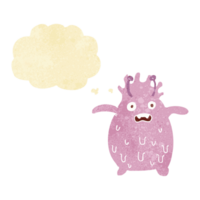 cartoon funny slime monster with thought bubble png