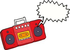 Cartoon-Radio-Kassettenspieler mit Sprechblase png