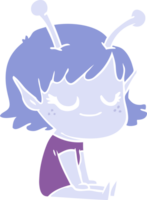 smiling alien girl flat color style cartoon png