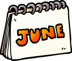 cartoon doodle calendar showing month of june png