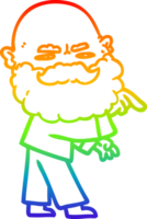 arc-en-ciel, gradient, ligne, dessin, dessin animé, homme, à, barbe, froncer sourcils, et, pointage png