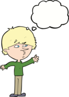 cartoon worried man reaching with thought bubble png