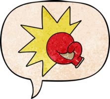 dessin animé de gant de boxe et bulle de dialogue dans un style de texture rétro png