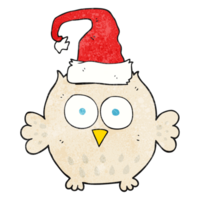 textured cartoon owl wearing christmas hat png