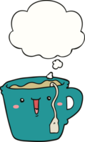 carino cartone animato tazza di caffè e bolla di pensiero png