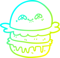 cold gradient line drawing cartoon fast food burger png